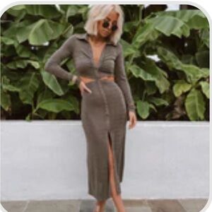 12th Tribe Olive cut out dress